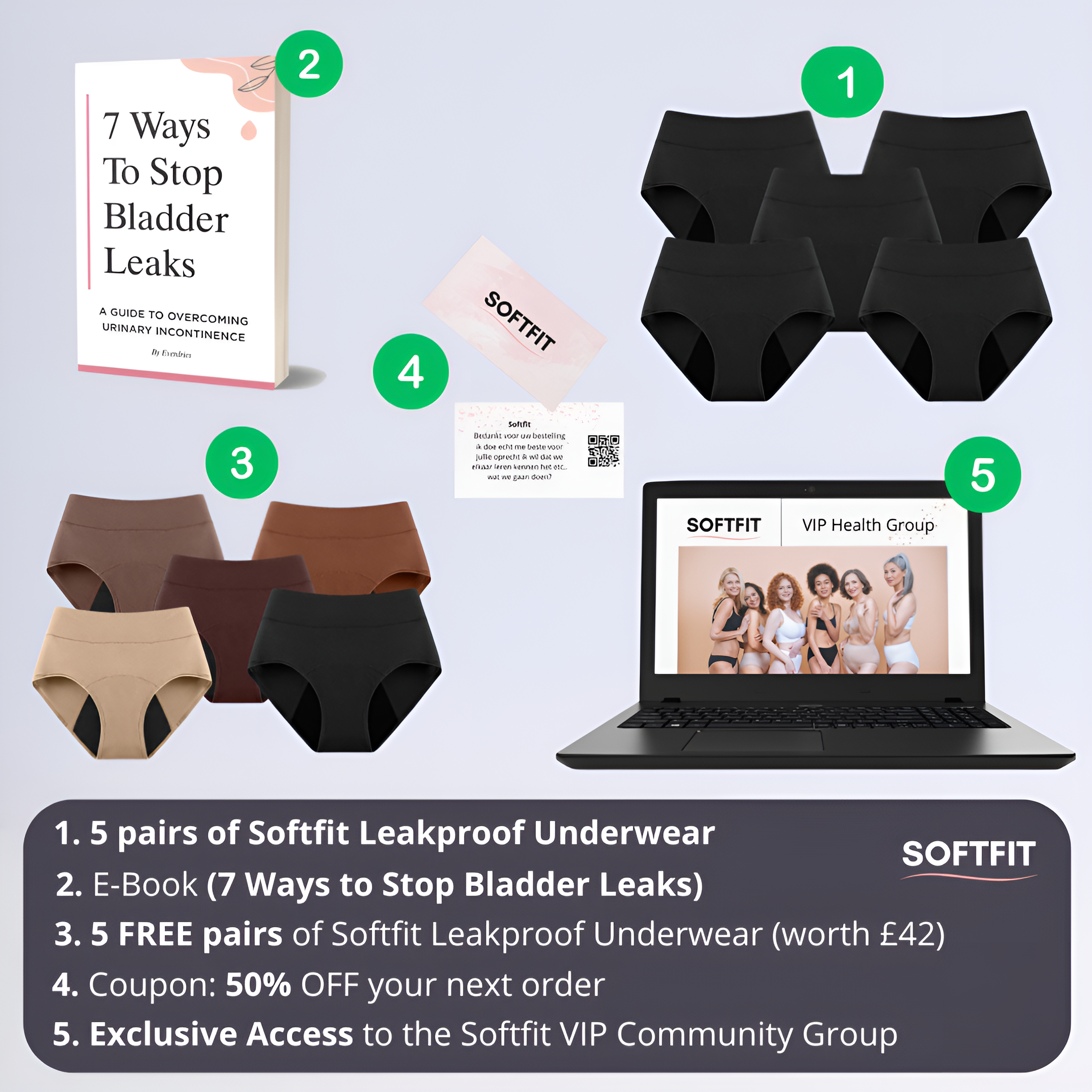 SoftFit | Läckagesäkra Underkläder (5+5 Gratis) Svart