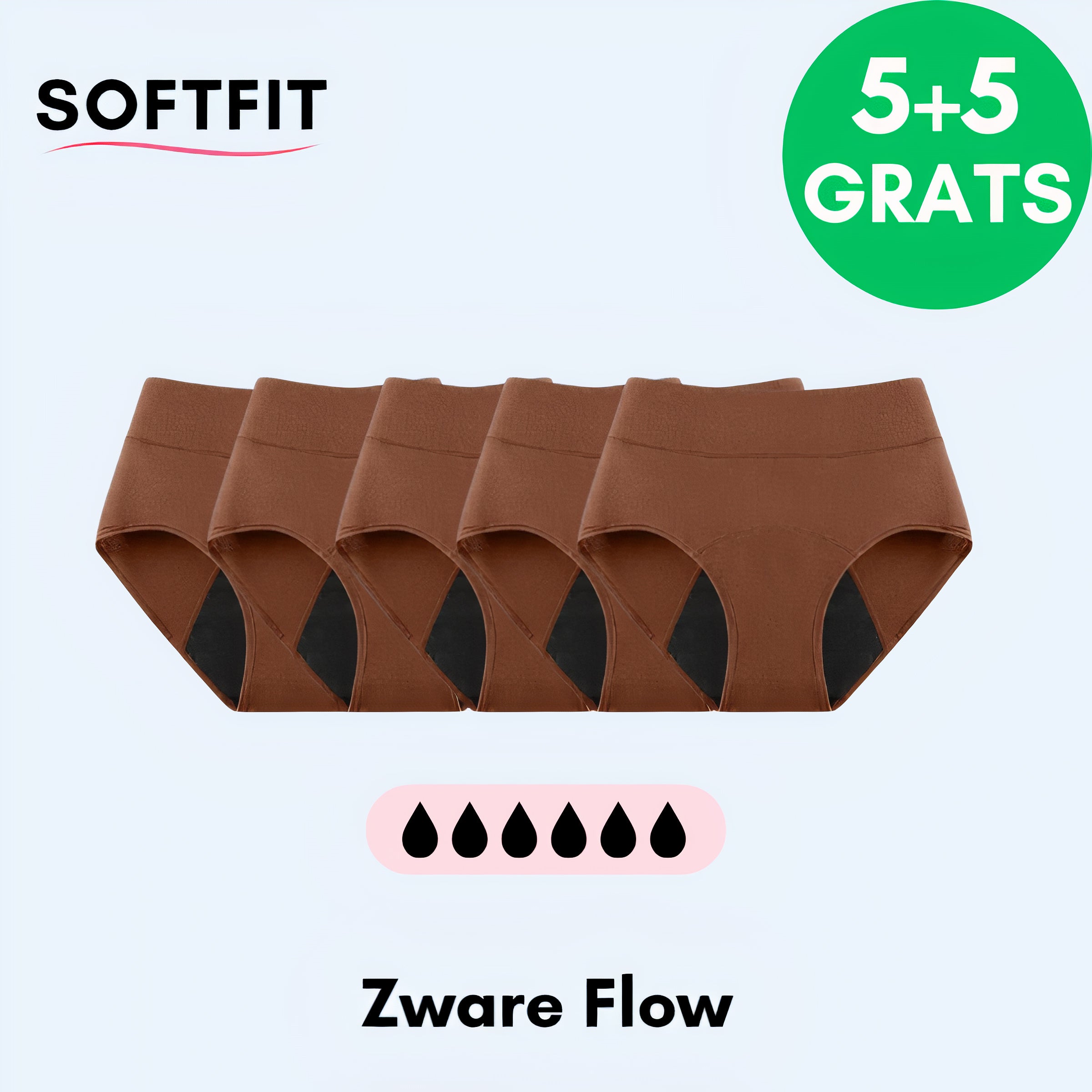 Comfort Plus Lekvrij Ondergoed (5+5 GRATIS) Bruin