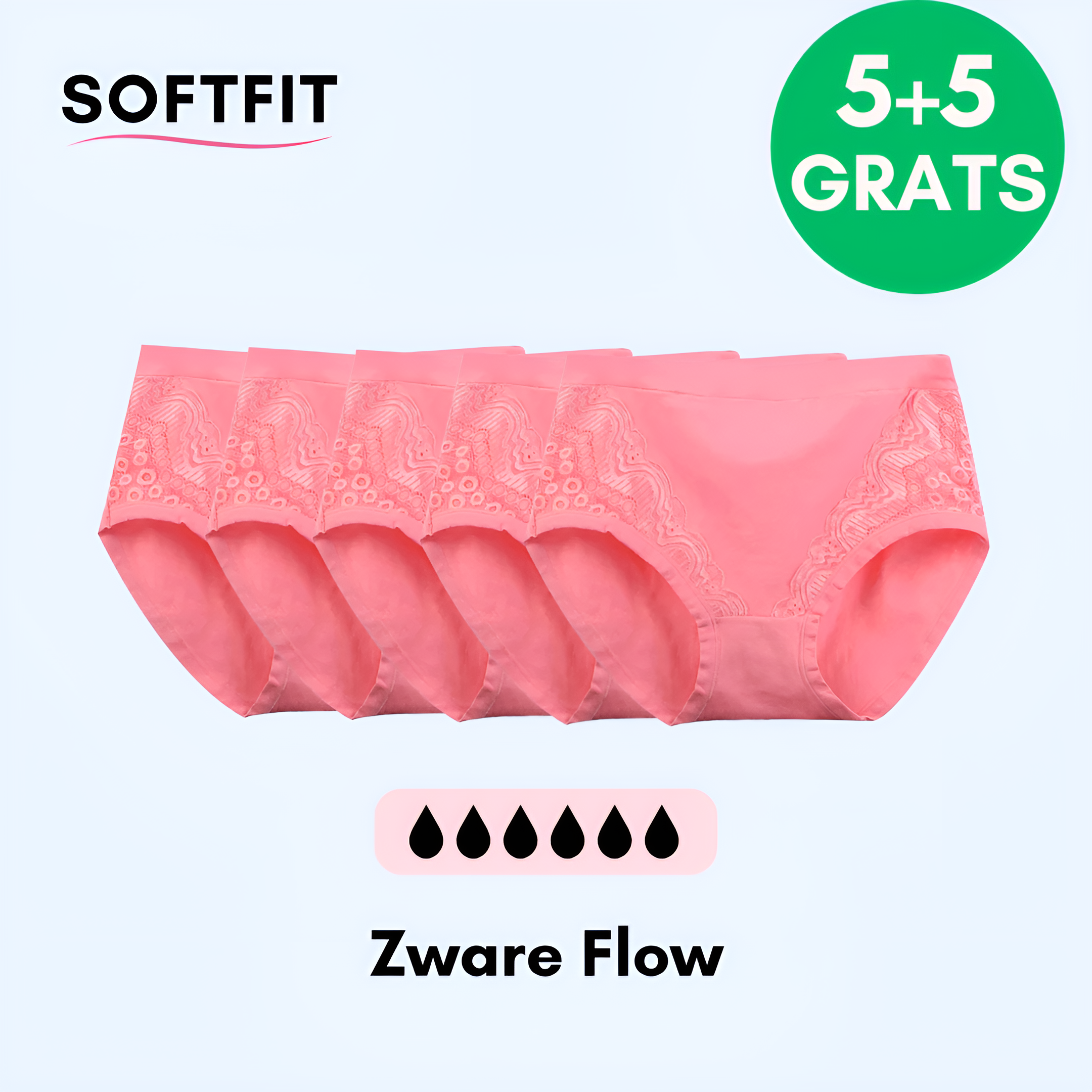 SoftFit l Läckagesäkra underkläder (5+5 Gratis) Röd