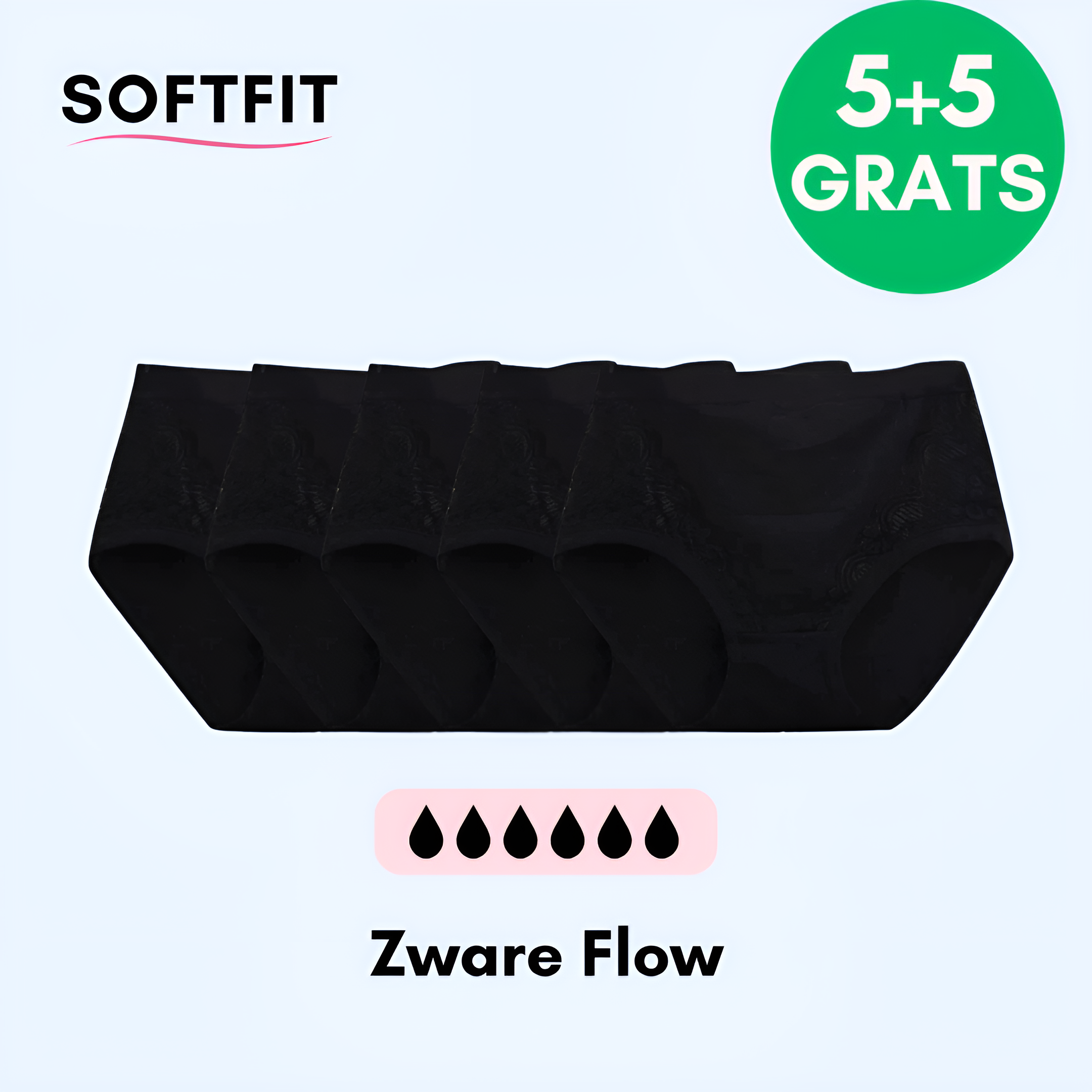 SoftFit l Läckagesäkra underkläder (5+5 Gratis) Svart