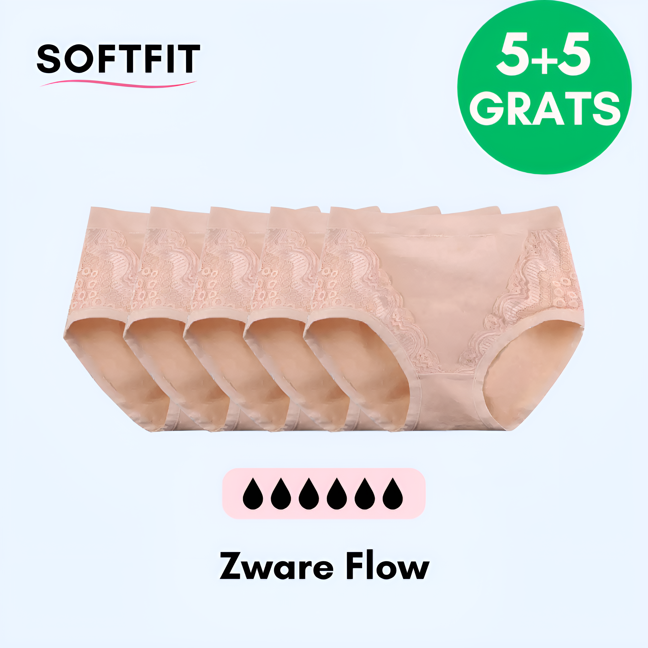 SoftFit l Läckagesäkra underkläder (5+5 Gratis) Beige