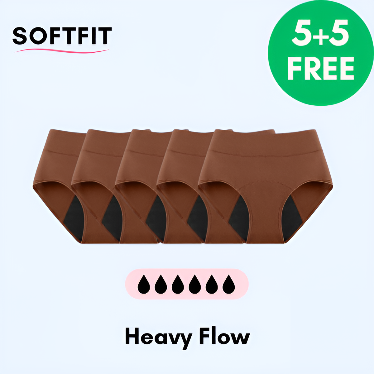 SoftFit | Läckagesäkra Underkläder (5+5 Gratis) Svart