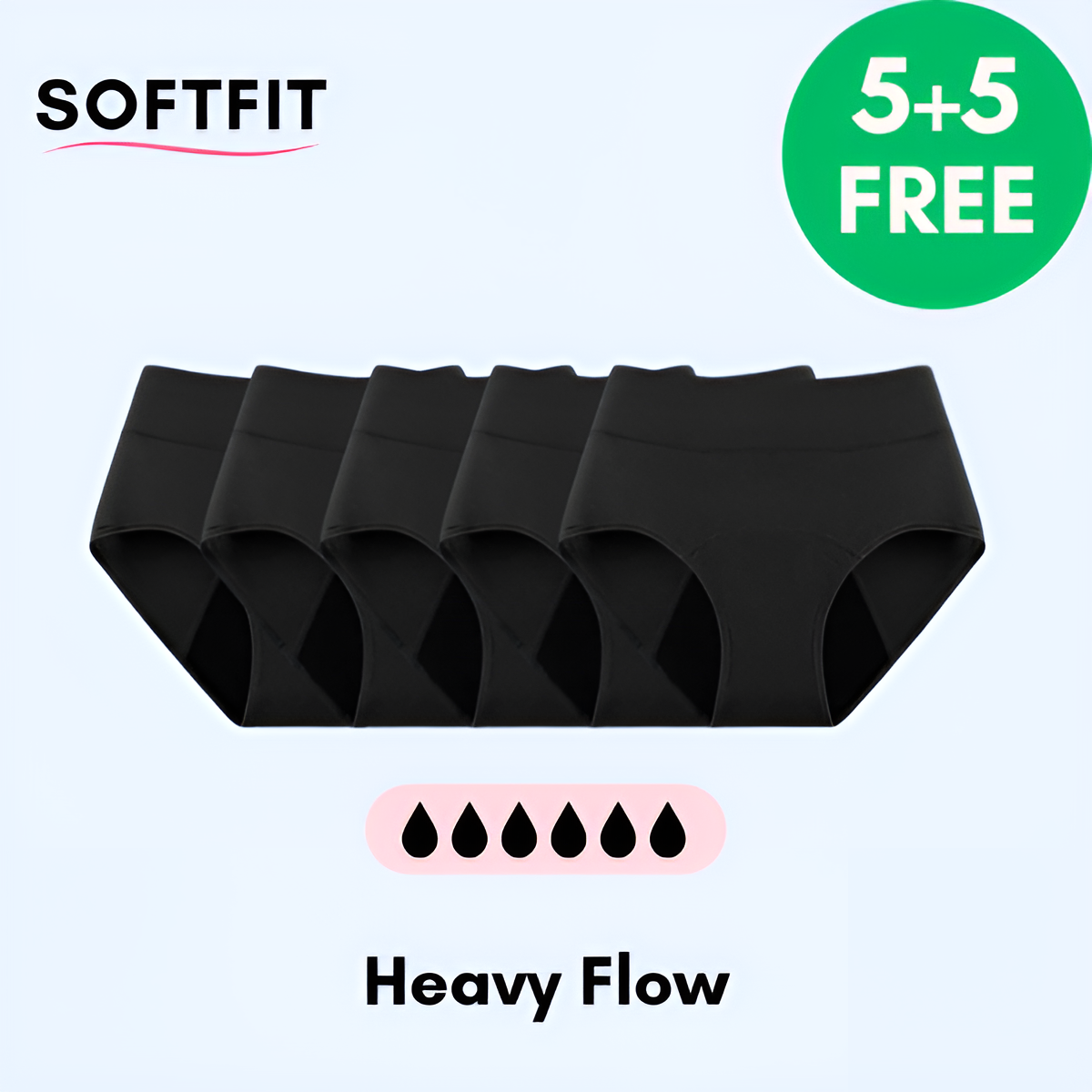 SoftFit | Läckagesäkra Underkläder (5+5 Gratis) Svart
