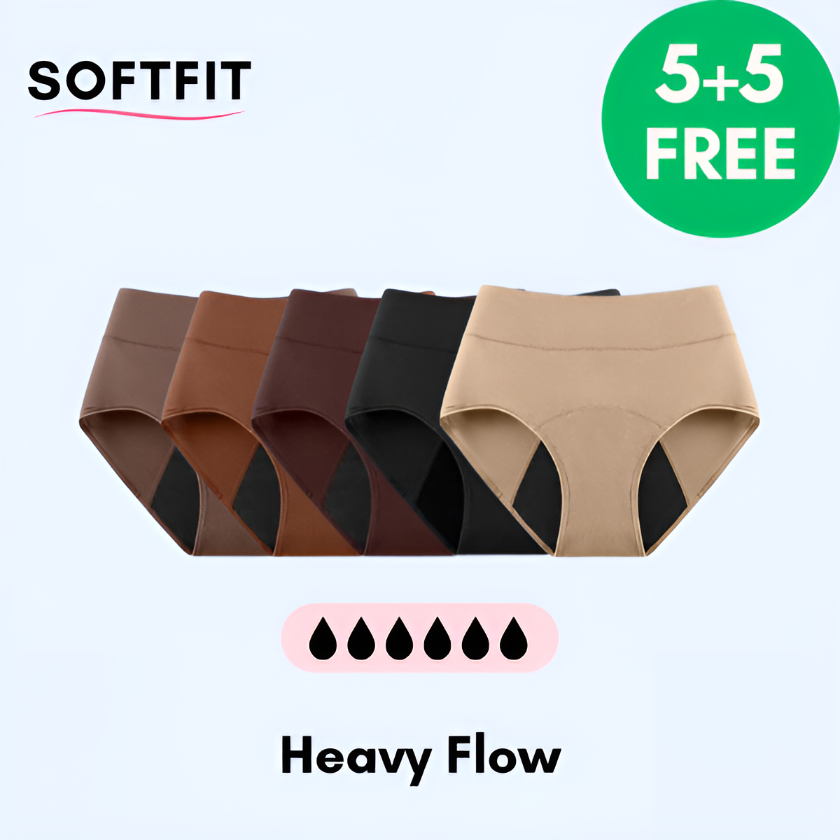 SoftFit | Läckagesäkra Underkläder (5+5 Gratis) Mix