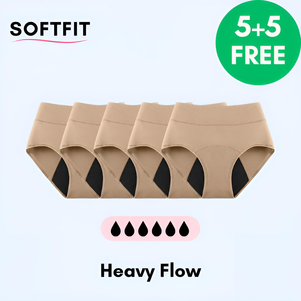SoftFit | Läckagesäkra Underkläder (5+5 Gratis) Beige
