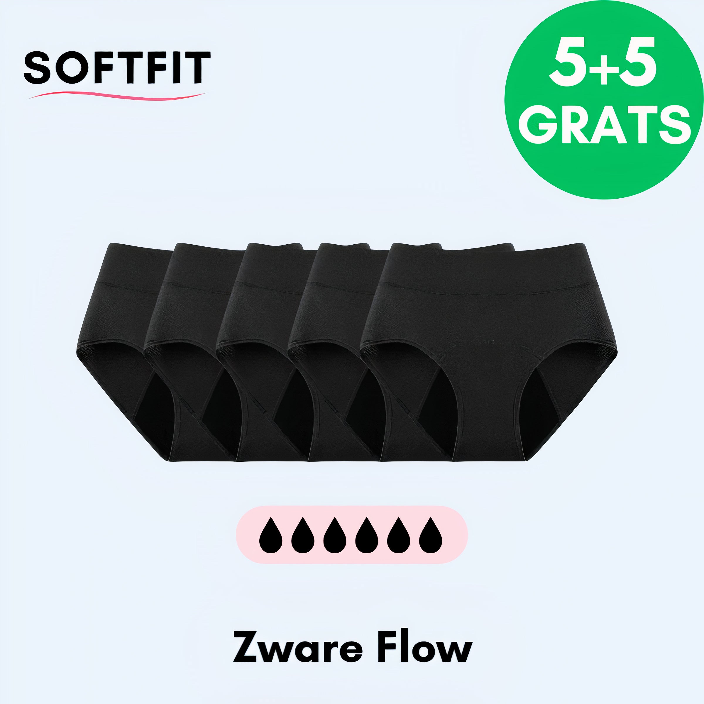 Comfort Plus Lekvrij Ondergoed (5+5 GRATIS) Zwart
